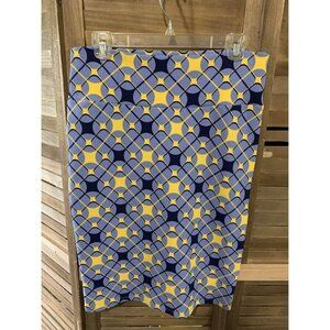 Lularoe Knee Length Pencil Skirt Womens Size Medium Blue Yellow
